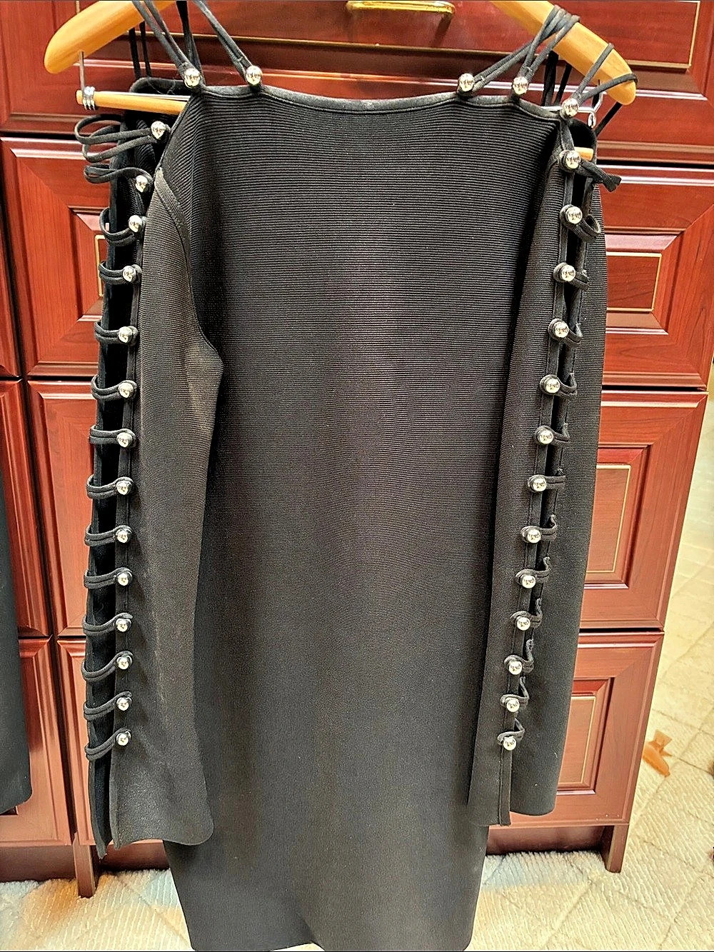 Black Embellished Midi Dress Like New